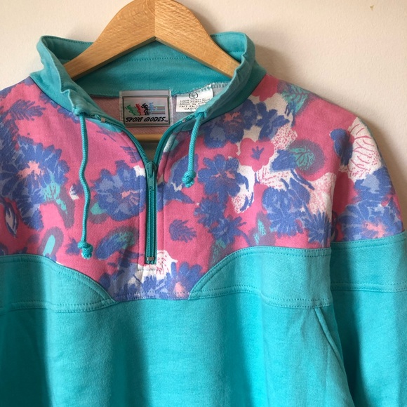 NWT Vintage deadstock sweatshirt -LARGE -retro quarter-zip Sport Modes pullover - Picture 4 of 16